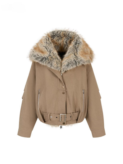 Gradient Faux Fur Cotton Coat