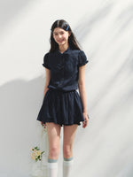 Navy Blue Waist-cinching Dress