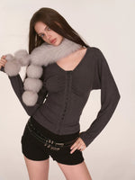 Luxurious Fox Fur Pom Pom Scarf
