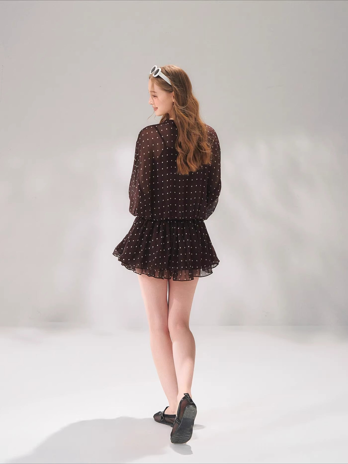 Beaded Ruffle Chiffon Dress