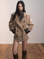 Contrast Splicing Double-Layer Blazer Coat