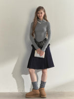 “Layered Essential” Pleated Panel Knit Top