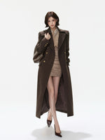 Double-Breasted Lapel Wool Long Coat