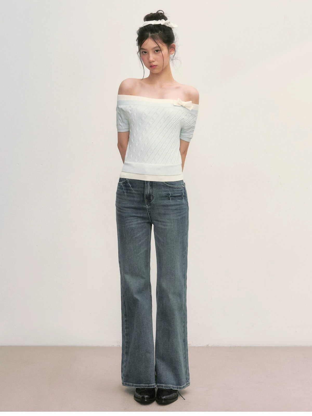 Cable Knit Off-Shoulder Top