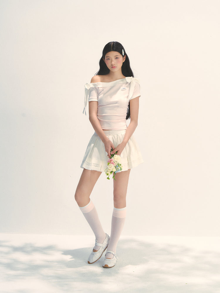 Asymmetric Shoulder Slimming Short-sleeve T-Shirt