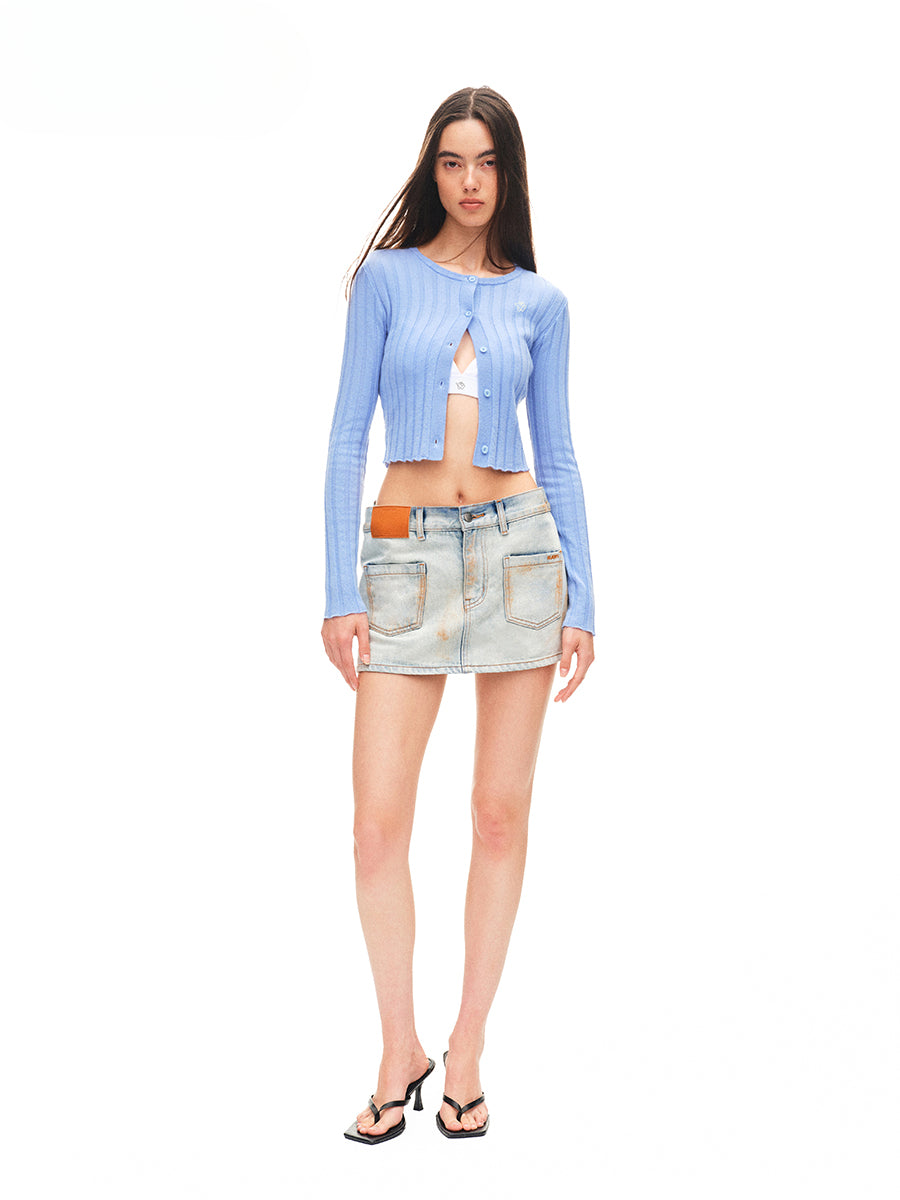 Fold-structured Low-waist Skirt
