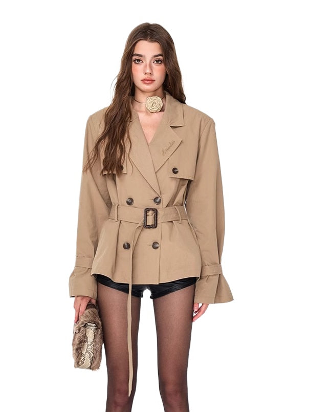 Oversized Double-Breasted Midi Trench Coat