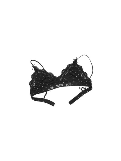 Polka Dot Cat Paw Lace Bralette