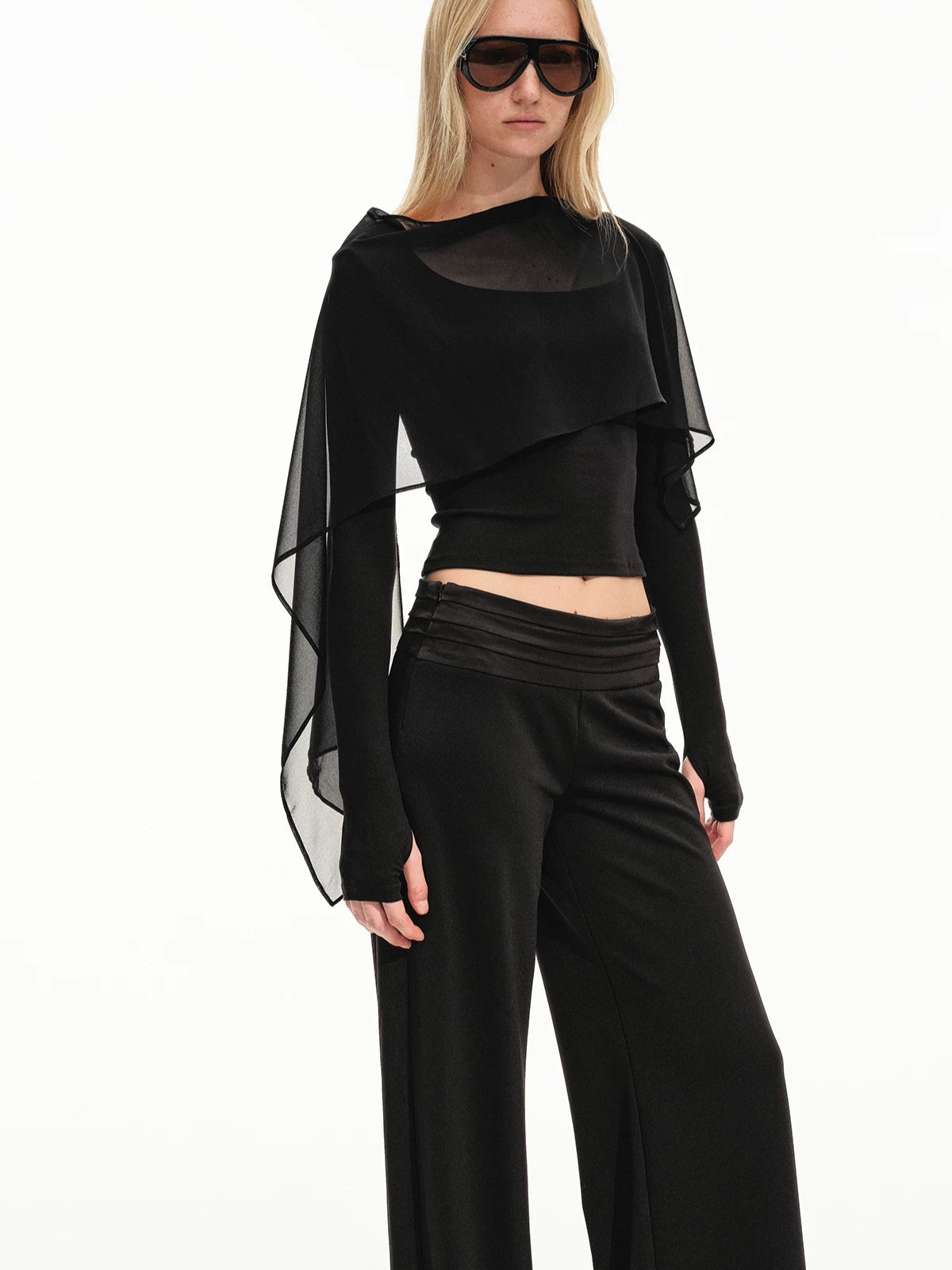 Draped Collar Knit Top