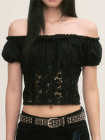 Black Off-Shoulder Lace Top