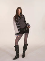 Gradient Faux Fur Wool Coat