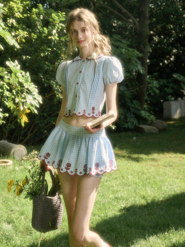 Lace Embroidered Airy Shirt &amp; Skirt Set