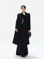 Black Tailored Wool Blend Long Coat