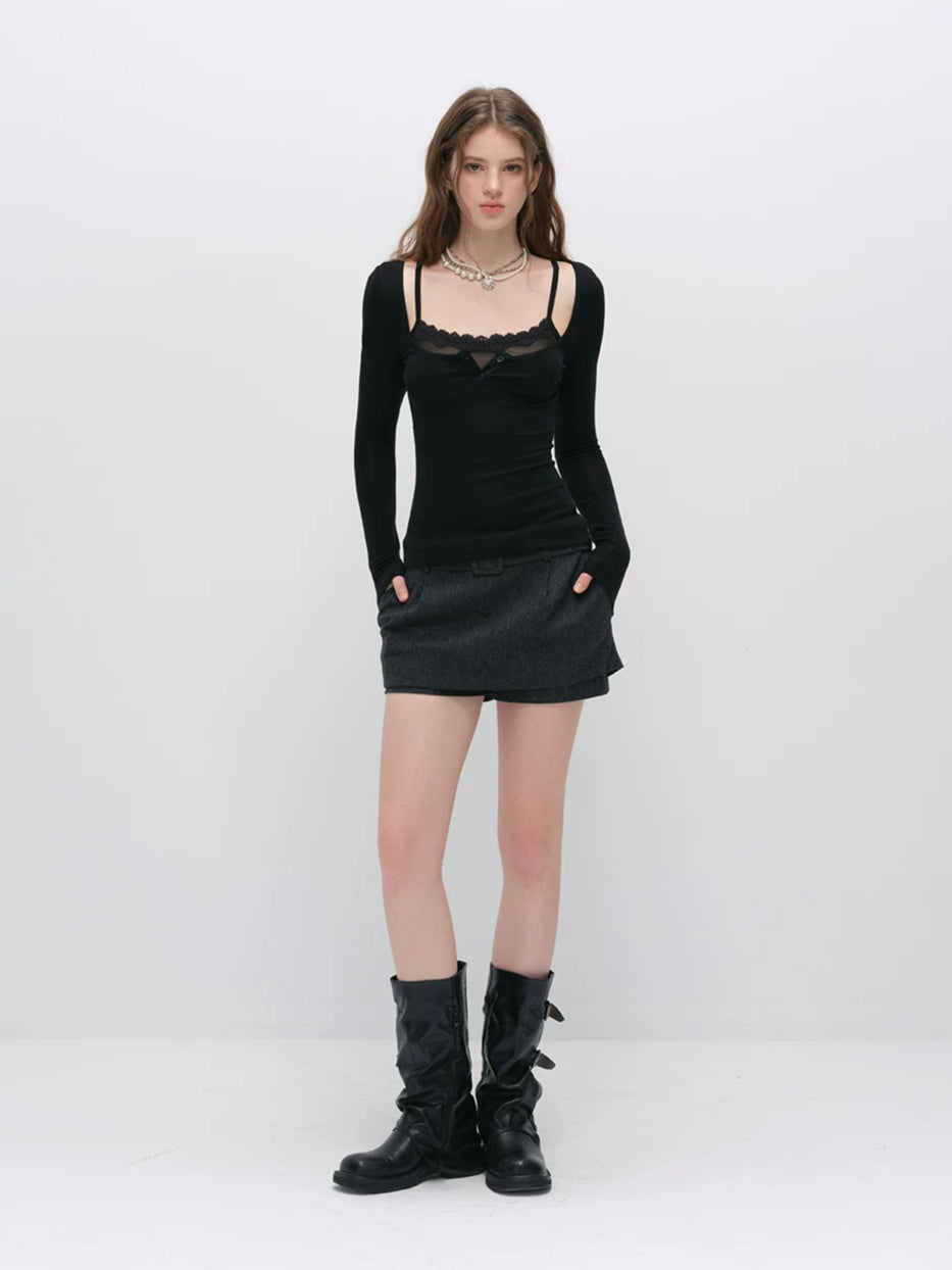 Lace Layered Wool Top