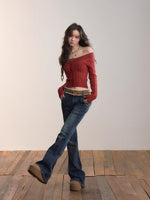 Off-Shoulder Cable Knit Sweater
