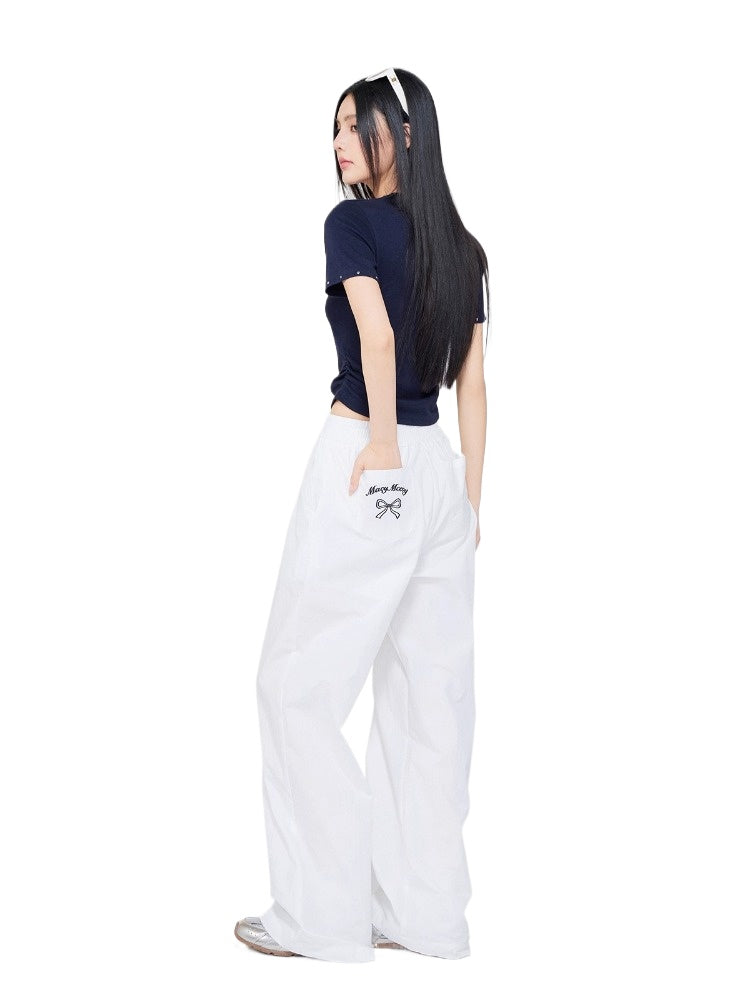 White High-Waisted Wide-Leg Pants