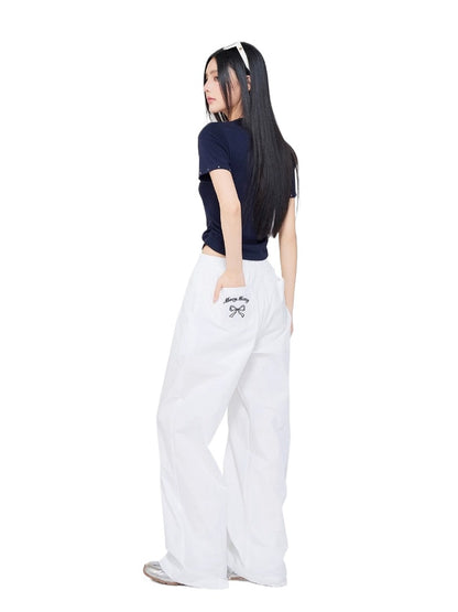 White High-Waisted Wide-Leg Pants