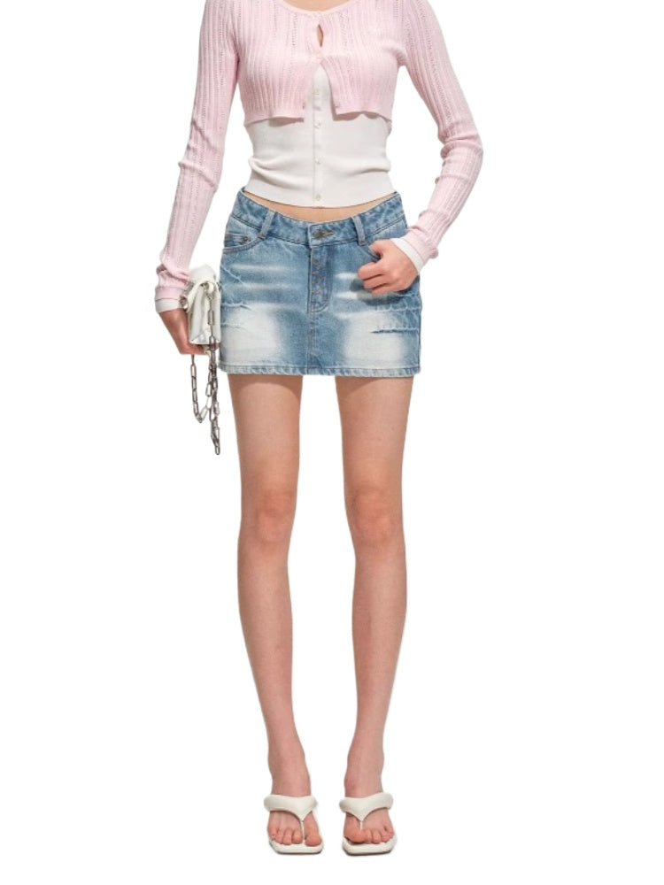 Mineral Blue Equestrian Denim Mini Skirt