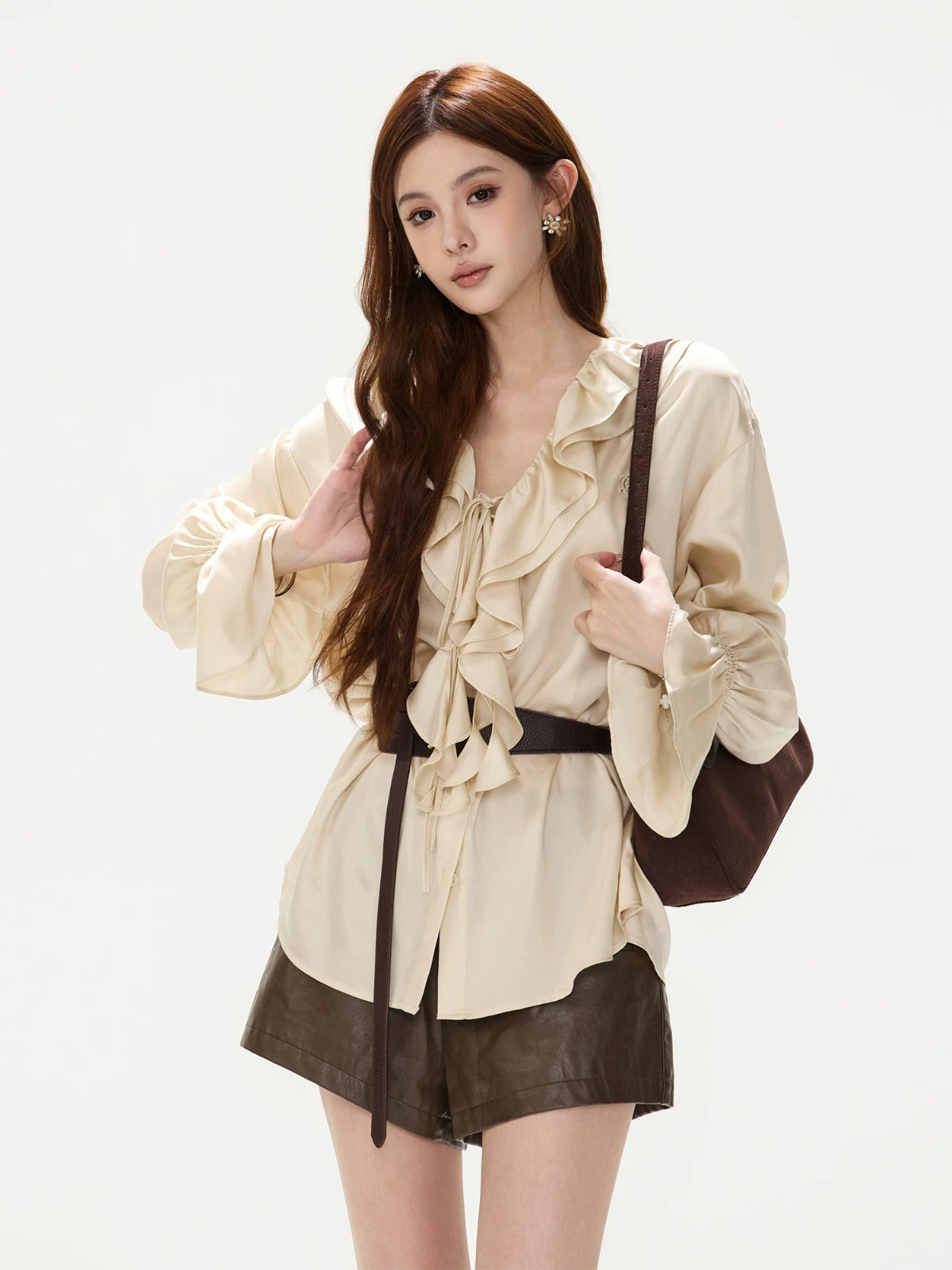 Satin Ruffle Blouse
