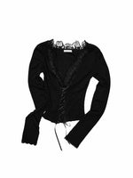 Lace V Neck Knit Top