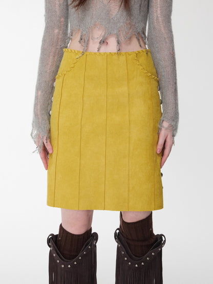 Suede Studded A-Line Skirt
