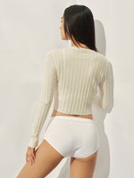 Crew-neck Long-sleeve Knitted Cardigan