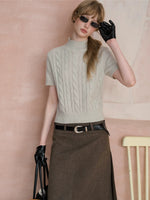 Cable Lace Collar Knit Tee