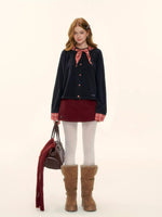 Faux-Layer Wool A-Line Skort
