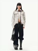 Contrast Suede Denim Jacket