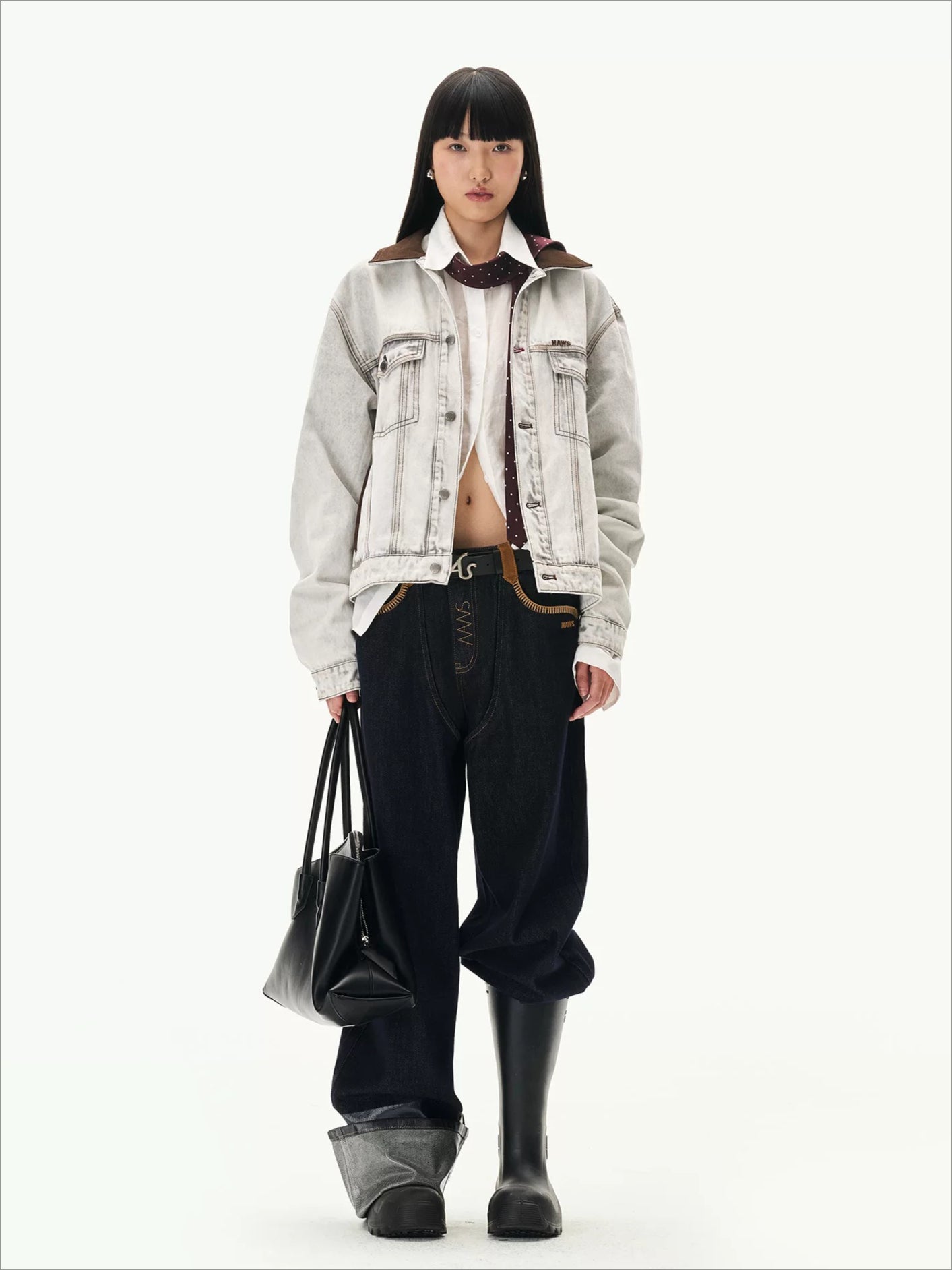 Contrast Suede Denim Jacket