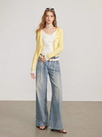 Layered V Neck Tie Knit Top
