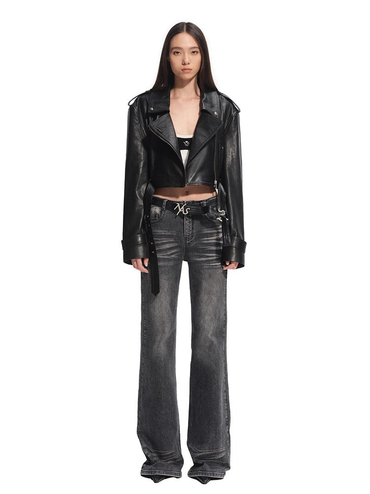 Black Manding Shearling Leather Jacket