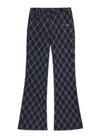 Plaid Embroidery Flared Pants