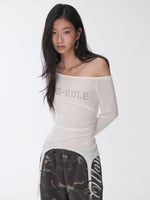 Garter Rhinestone Ruched Knit Top