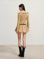 Trench-Style Double-Breasted Waist-Defined Dress