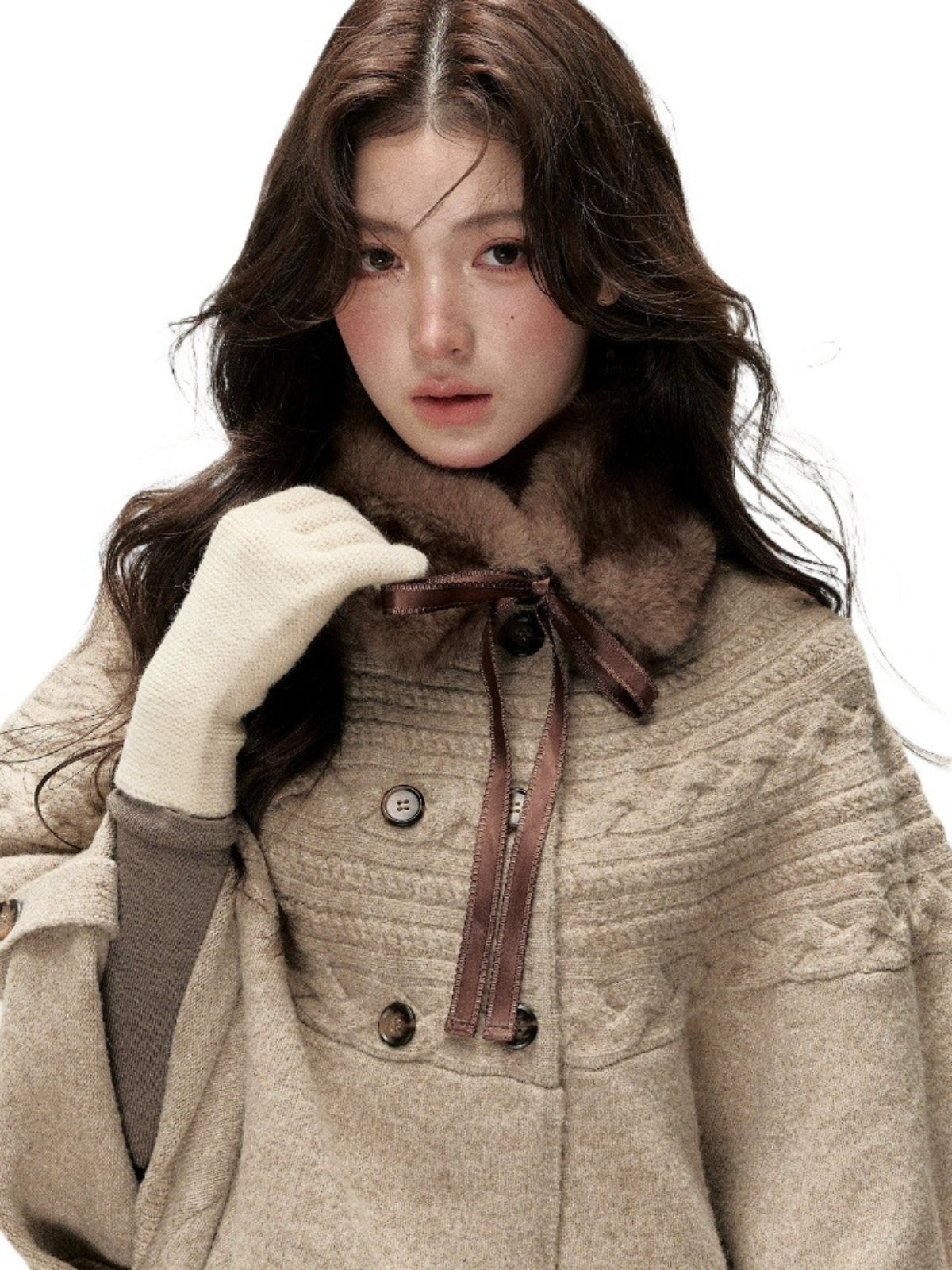 Vintage Bow Faux Fur Collar