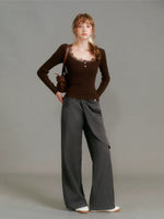 Bow Detail Straight Pants