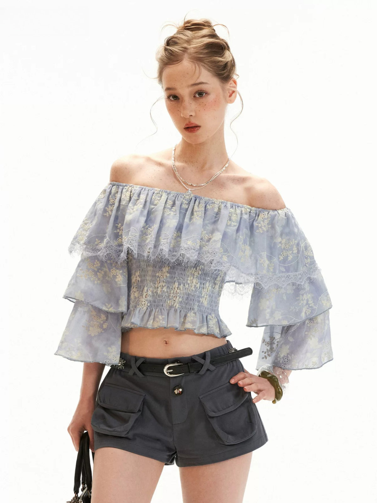 Floral Ruffle Off Shoulder Top