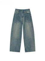 3D Rhinestone Wide-Leg Denim Pants