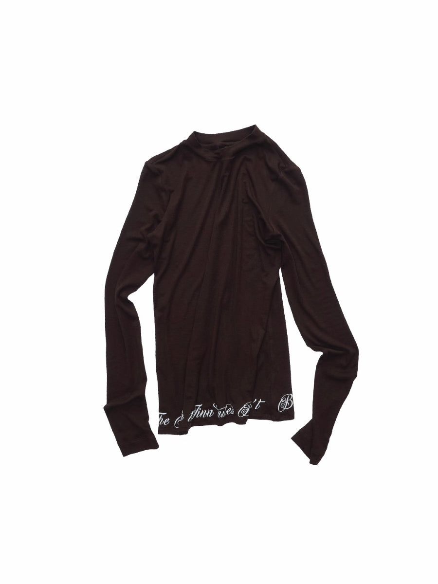 Basic Letter Print Semi-Sheer Long Sleeve Tee