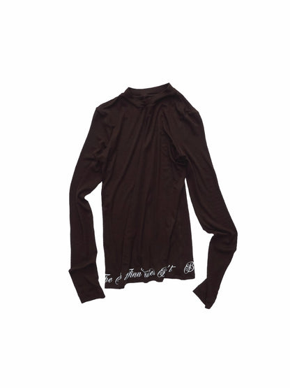 Basic Letter Print Semi-Sheer Long Sleeve Tee