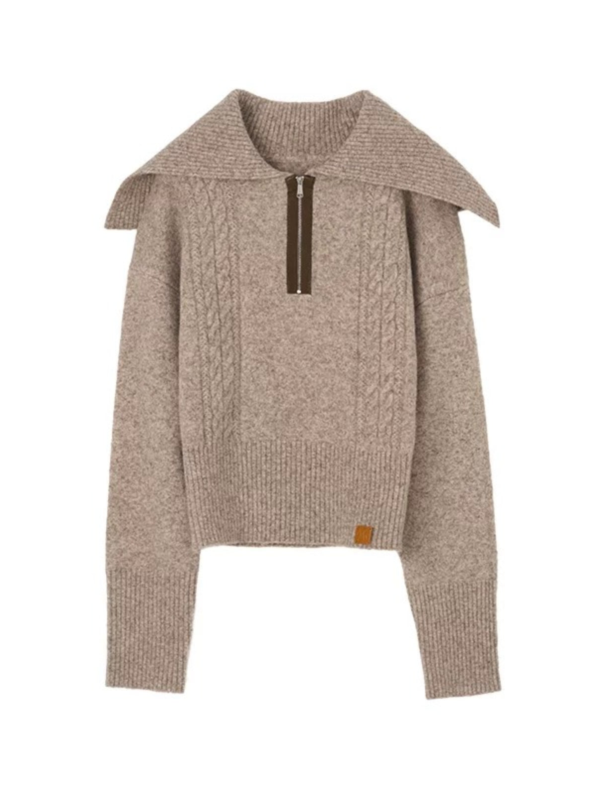Suede Trim Wool Blend Sweater
