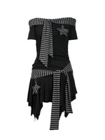 Star Charm Striped Off-Shoulder Dress