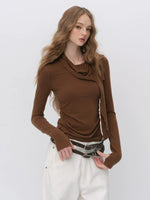 Asymmetric Draped Wool Blend Top