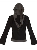 Layered Punk Hooded Top