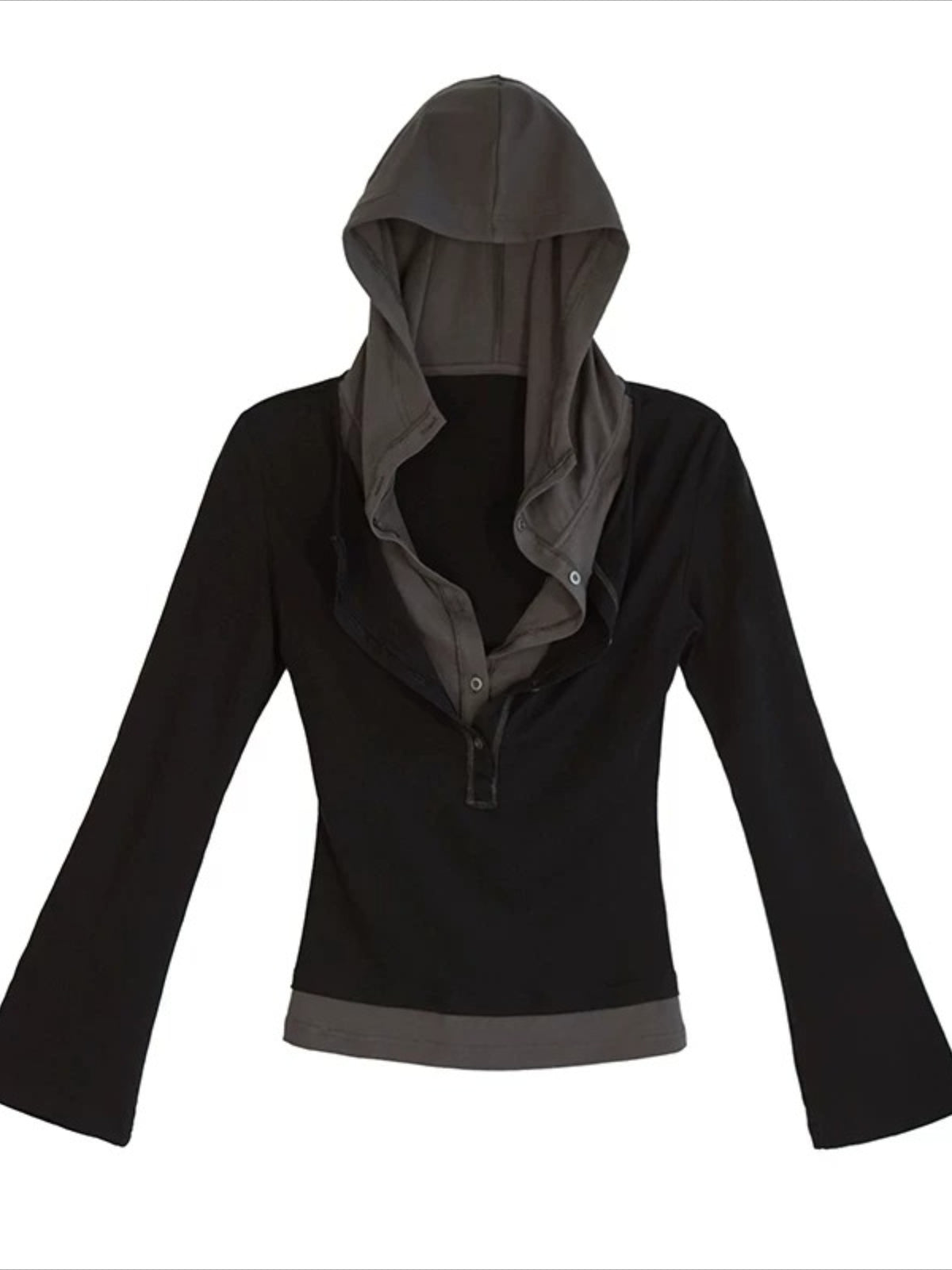 Layered Punk Hooded Top