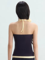 Contrast Bow Halter Top