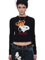 Snoopy Jacquard Wool Knit Sweater