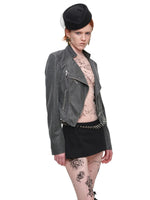 Double-Collar Faux Leather Jacket