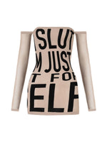 Flocked Letter Off-Shoulder Set